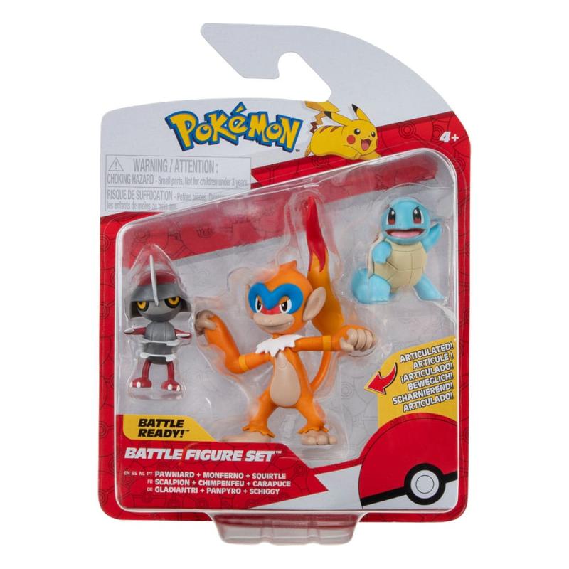 Pokémon Battle Figure Set 3-Pack Pawniard, Squirtle #1, Monferno 5 cm