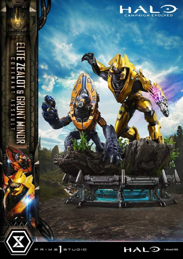 Halo: Campaign Evolved Ultimate Premium Masterline Series Statue 1/4 Elite Zealot & Grunt Minor: Cov