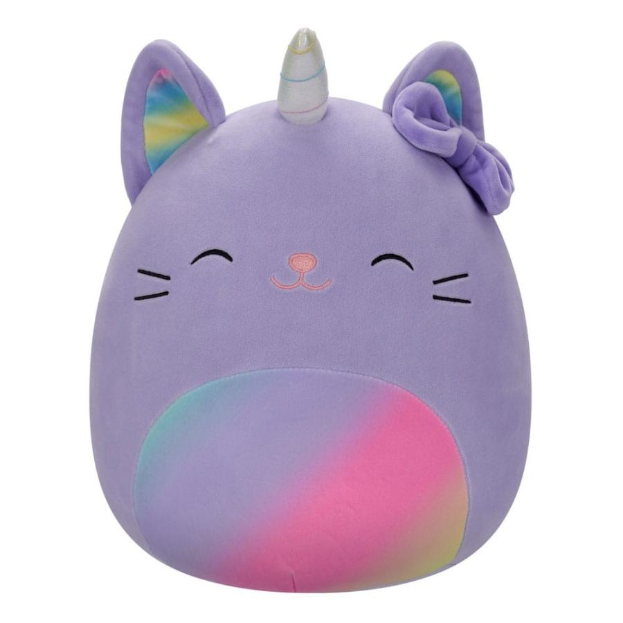 Squishmallows Plush Figure Caticorn with Rainbow Pastel Belly and Bow Cienna 30 cm