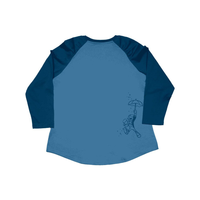 Pinocchio by Loungefly Tee T-Shirt Unisex Blue Fairy Shirred Raglan Size M 3