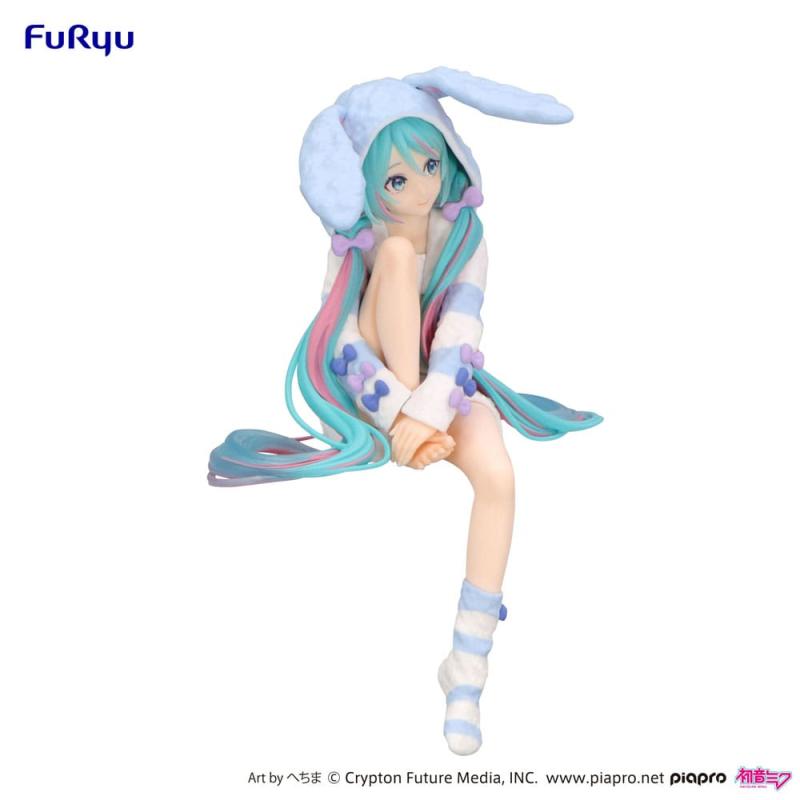 Hatsune Miku Noodle Stopper PVC Statue Hatsune Miku Rabbit Ear Hood Pajama Blue Color Ver. 14 cm 2