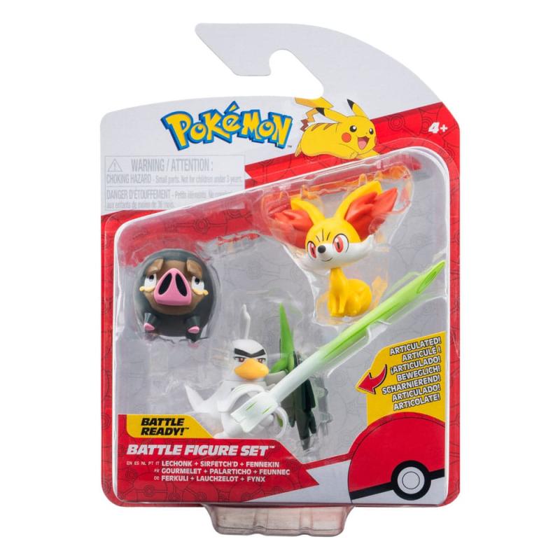 Pokémon Battle Figure Set 3-Pack Fennekin, Lechonk, Sirfetch'd 5 cm