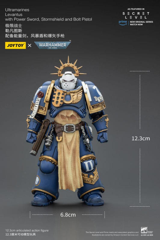 Warhammer 40,000 Action Figure Ultramarines Levantus with Power Sword, Stormshield and Bolt Pistol 1 11