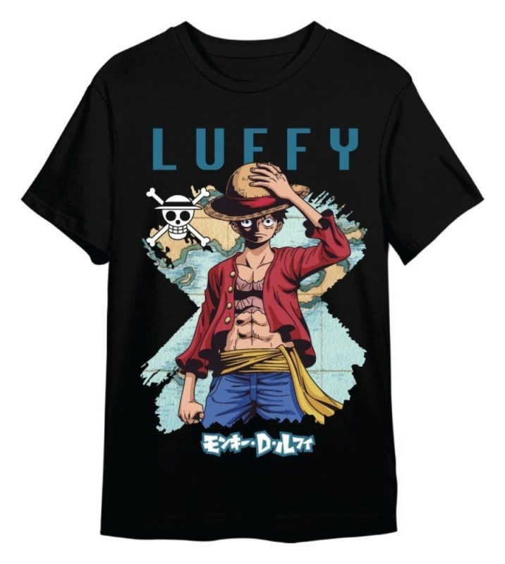 One Piece T-Shirt Monkey D. Luffy Mapa Black Size XXL 1