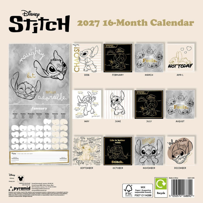 Stitch Calendar Life is Better with Stitch 2027 30 x 30 cm 1