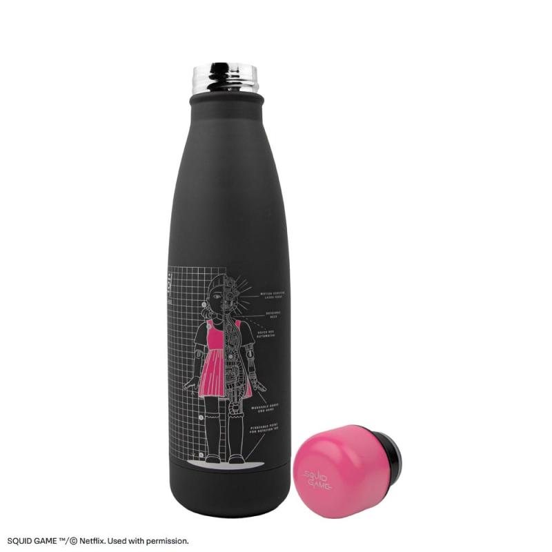 Squid Game Thermo Water Bottle Young-hee Blue & Black Print 3