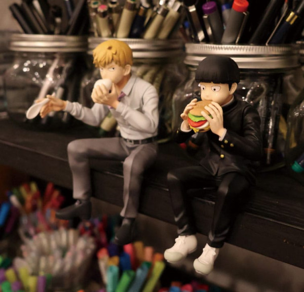 Mob Psycho 100 III x Bunbougu Cafe 2022 PVC Statue Shigeo Kageyama & Ekubo 13 cm 1