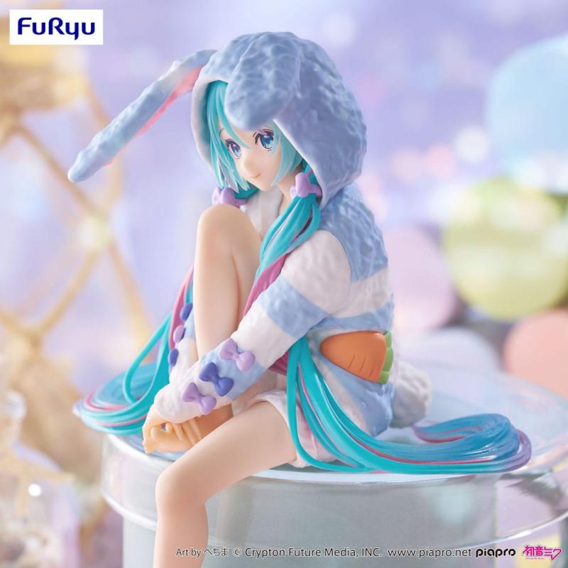 Hatsune Miku Noodle Stopper PVC Statue Hatsune Miku Rabbit Ear Hood Pajama Blue Color Ver. 14 cm 4