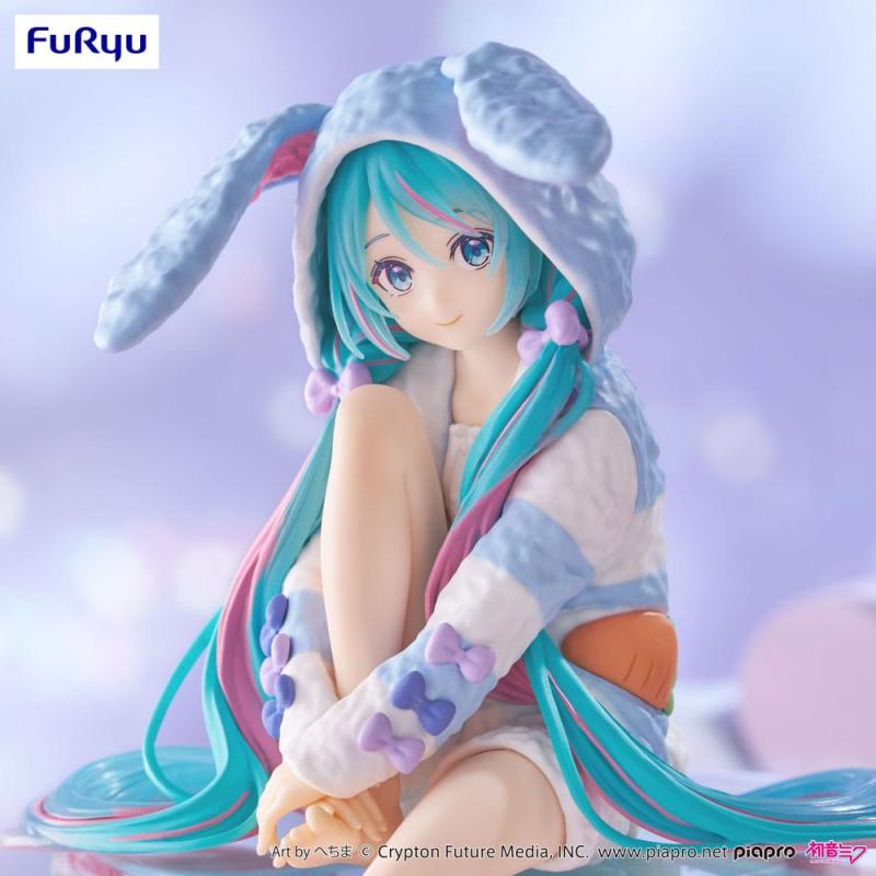 Hatsune Miku Noodle Stopper PVC Statue Hatsune Miku Rabbit Ear Hood Pajama Blue Color Ver. 14 cm 1