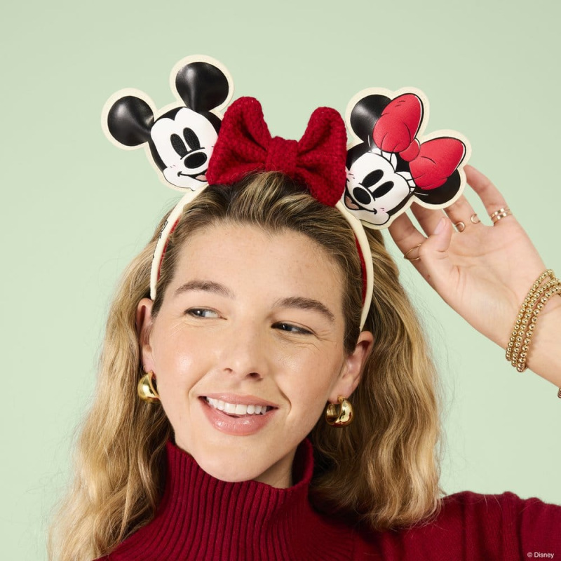 Mickey & Minnie by Loungefly Ears Headband Knit Bow 1