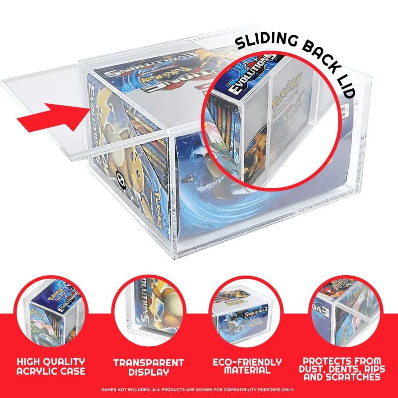 Evoretro Acrylic Display Case for Booster Boxes / Elite Trainer Boxes Ver. 1 with Sliding Lid 2