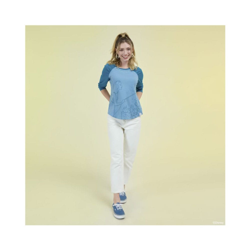 Pinocchio by Loungefly Tee T-Shirt Unisex Blue Fairy Shirred Raglan Size M 4