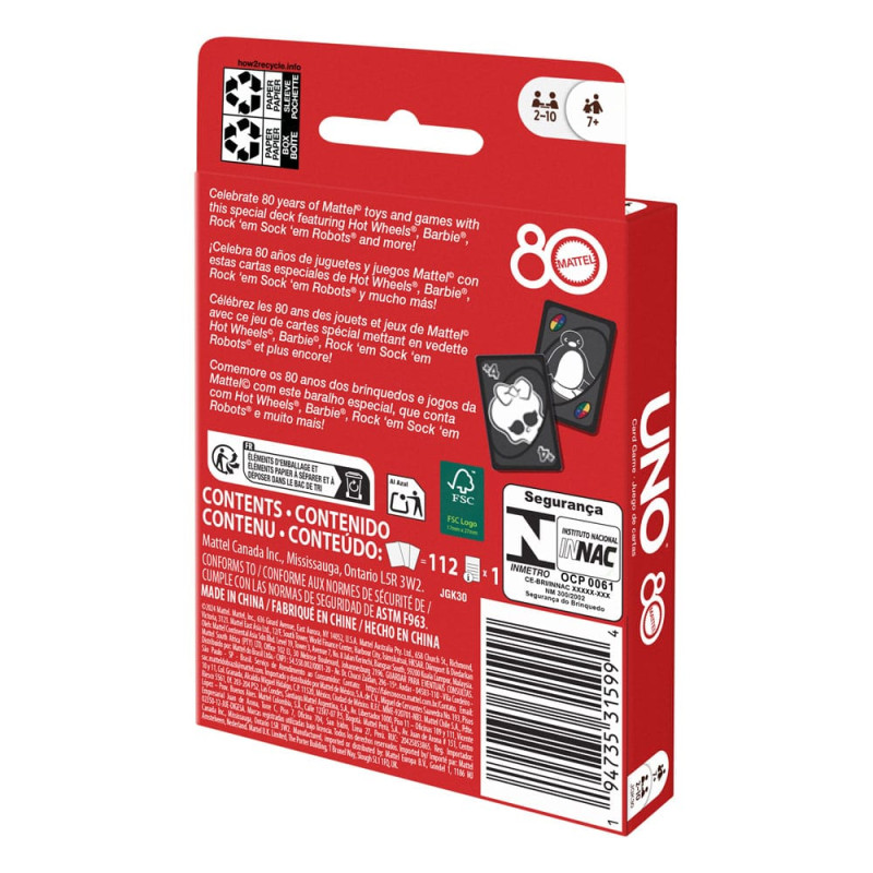 Mattel 80th Anniversary UNO Card Game Ruby Red 3