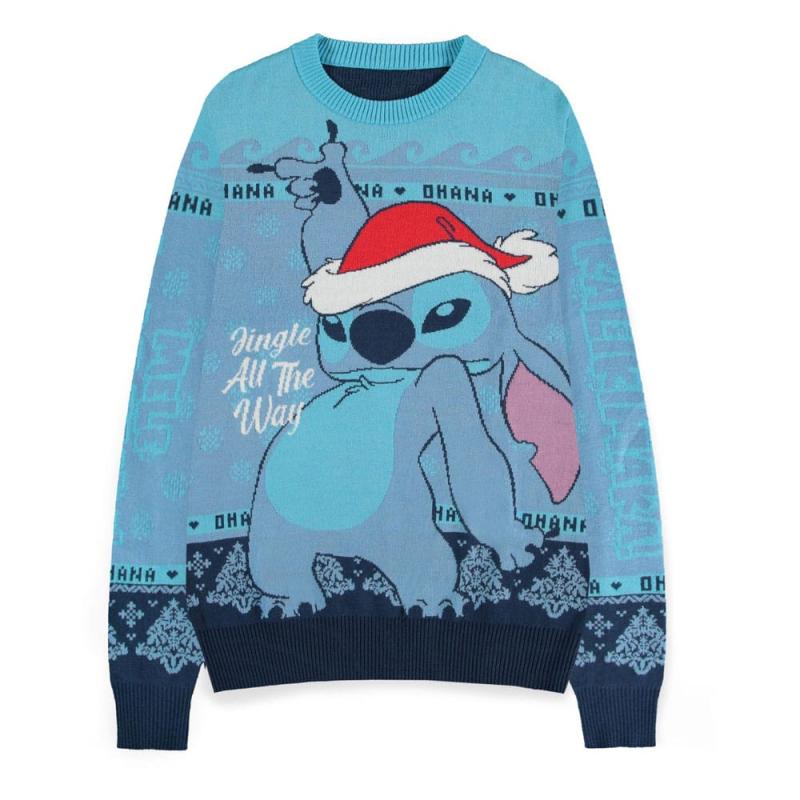Lilo & Stitch Sweatshirt Christmas Jumper Stitch Blue Size XL