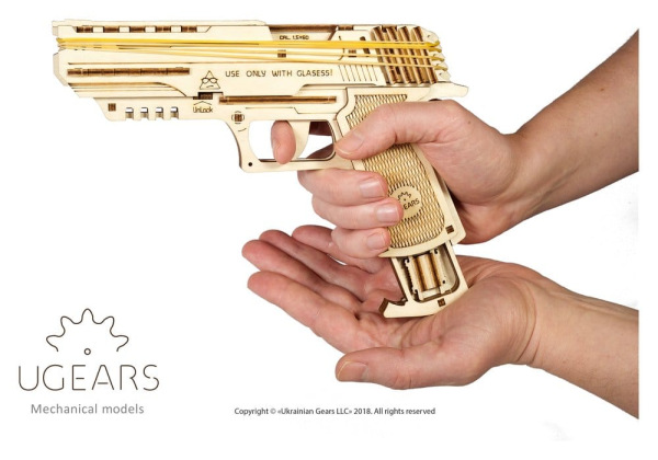 Ugears 3D Wooden Puzzle Wolf-01 Handgun 13