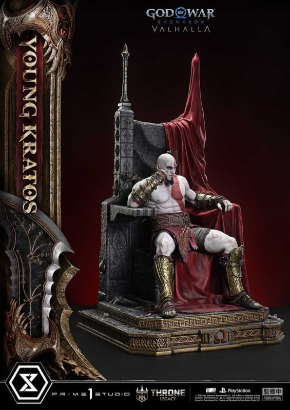 Throne Legacy God of War Series Statue 1/3 Ragnarok Young Thyself Kratos 91 cm 7