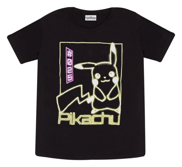 Pokémon T-Shirt Pikachu Neon Black 9-11 Years 1
