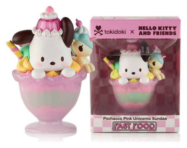 Hello Kitty & Friends Window Box Figure Fast Food Pochacco Pink Unicorn Sundae 9 cm 1