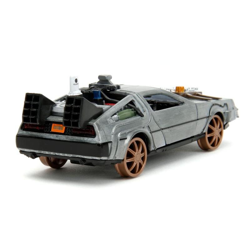 Back to the Future III Hollywood Rides Diecast Model 1/32 DeLorean Time Machine Railroad Wheels