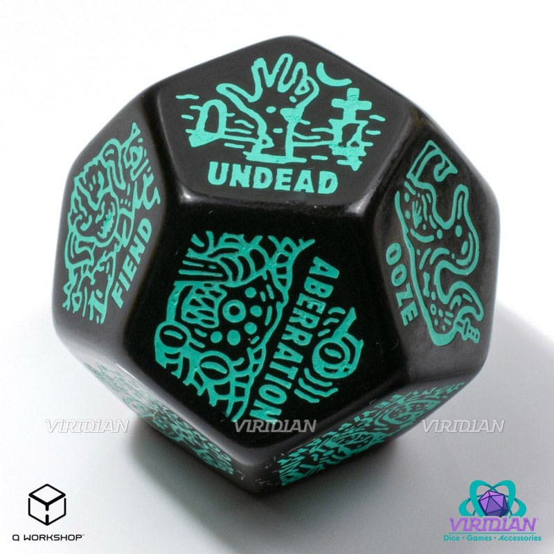 Viridian Jumbo Dice Monster Generator Die D12 Black 2