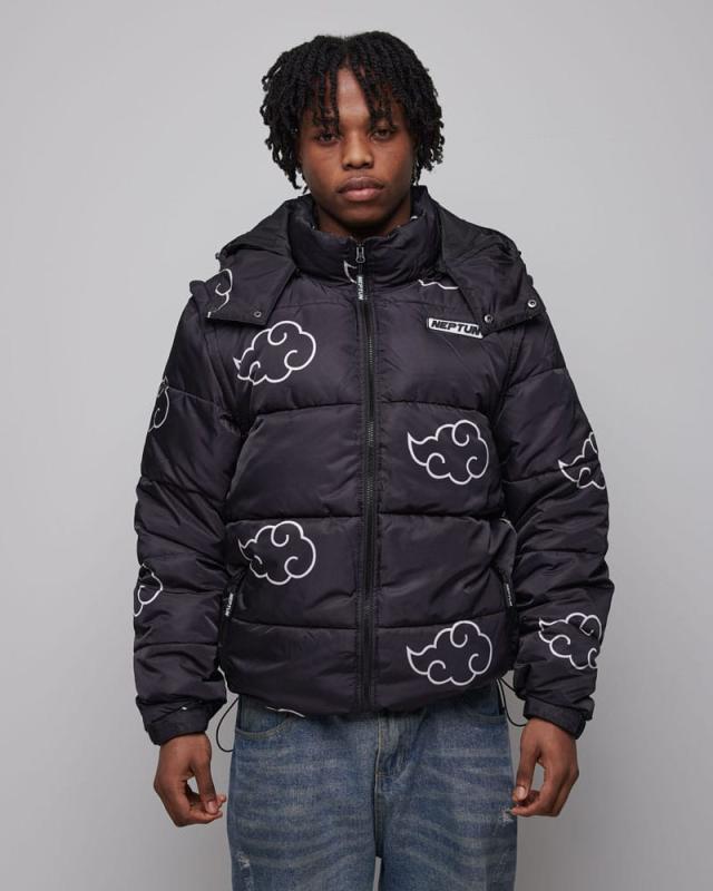 Naruto Puffer Jacket Akatsuki White Size M