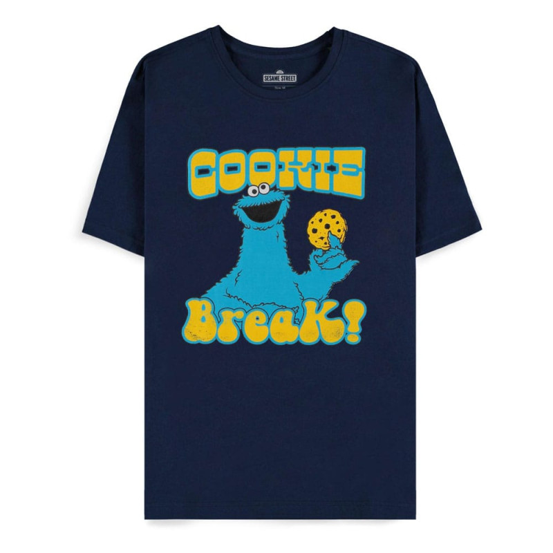 Sesame Street T-Shirt Cookie Monster Navy Cookie Break Size S
