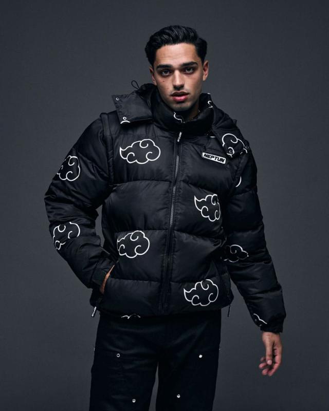 Naruto Puffer Jacket Akatsuki White Size M