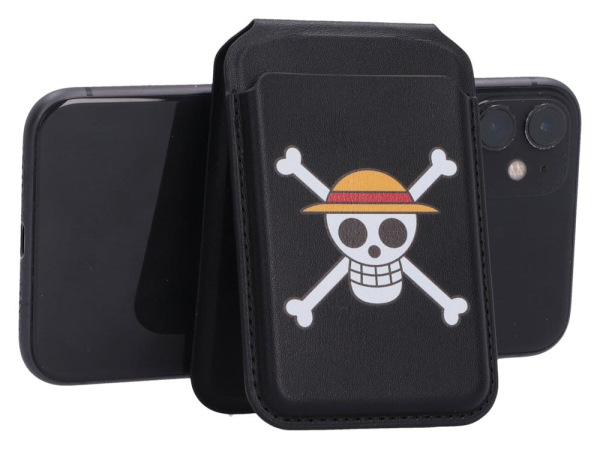 One Piece Card Holder Luffy Jolly Roger Black 10 cm 2
