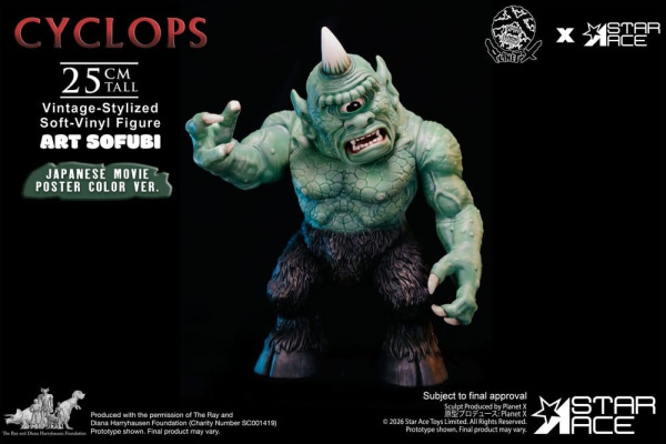 Ray Harryhausen (Art Sofubi) Soft-Vinyl Figure Cyclops Vintage-Stylized Japanese Movie Poster Color 2