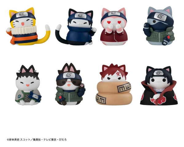 Naruto Mega Cat Project Minifigures 3 cm Nyaruto! Cats of Konoha Village Reboot Blind Box Display (8