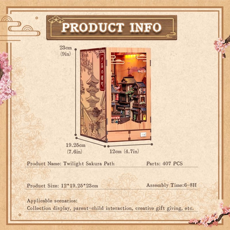 Book Nook Twilight Sakura Path 23 x 12 cm 3