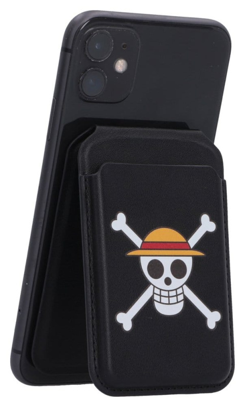 One Piece Card Holder Luffy Jolly Roger Black 10 cm 1