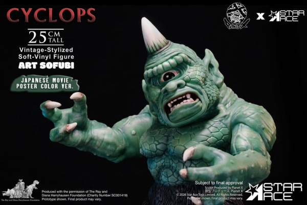 Ray Harryhausen (Art Sofubi) Soft-Vinyl Figure Cyclops Vintage-Stylized Japanese Movie Poster Color 5