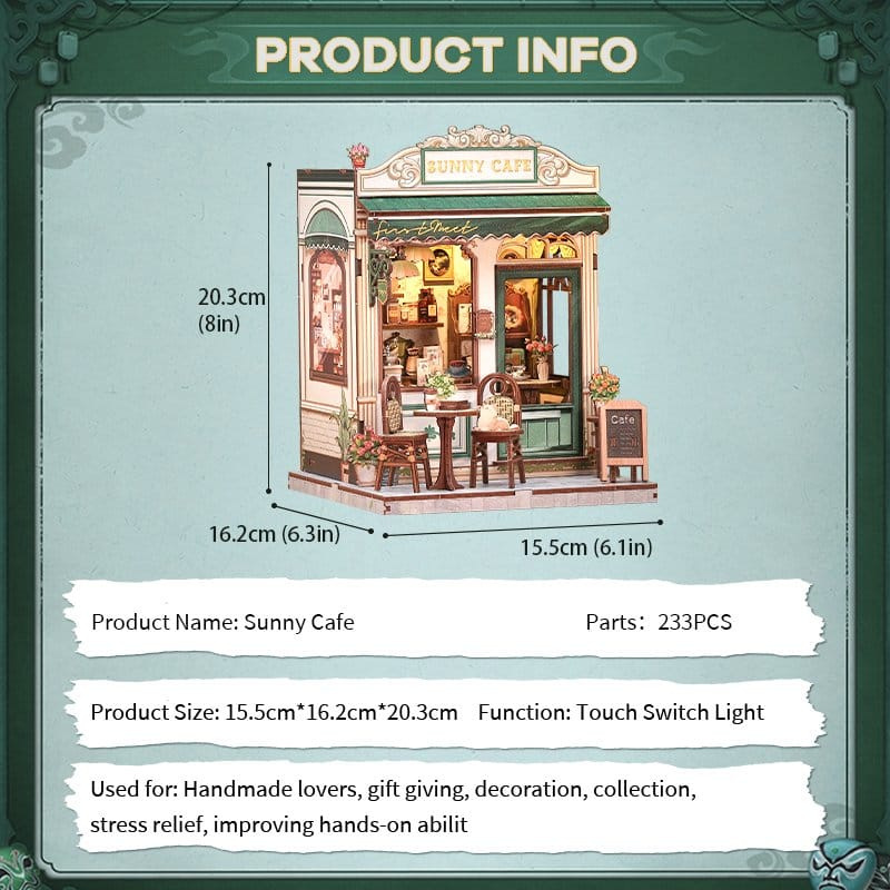 Miniature House Model Kit Sunny Cafe 20 x 16 cm 4