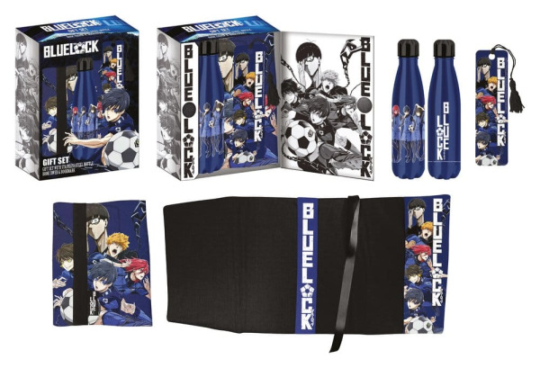 Bluelock Steel Bottle, Sticker, Book Cover Gift Set Blue