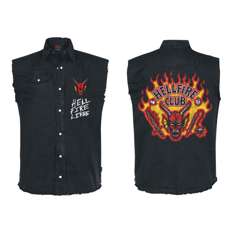 Stranger Things Work Shirt Hellfire Distressed Size M