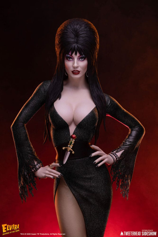Elvira: Mistress of the Dark Maquette 1/4 Elvira (Black Glitter Dress) 48 cm 3