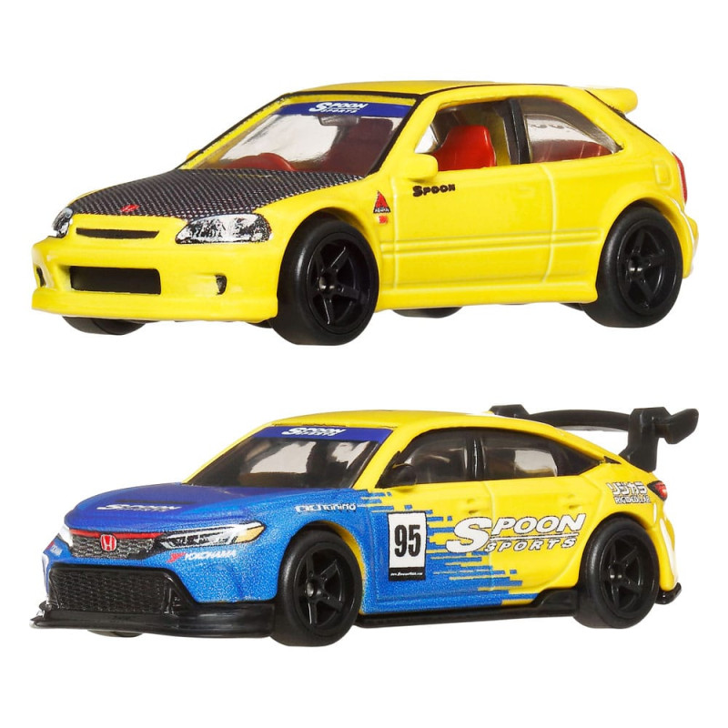 Hot Wheels Premium Car Culture Diecast Vehicle 2-Pack 1/64 '99 Honda Civic Type R (EK9) & Honda Civi