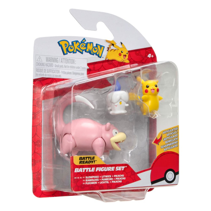 Pokémon Battle Figure Set 3-Pack Pikachu (Female), Litwick, Slowpoke 5 cm 2
