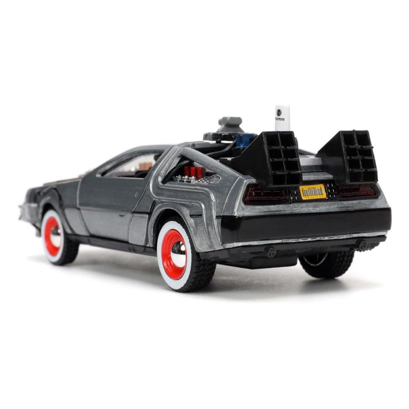 Back to the Future III Hollywood Rides Diecast Model 1/32 DeLorean Time Machine Free Rolling