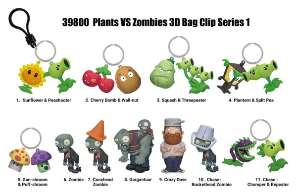 Plants vs. Zombies 3D Foam Bag Clips Serie 1 Display (24) 1