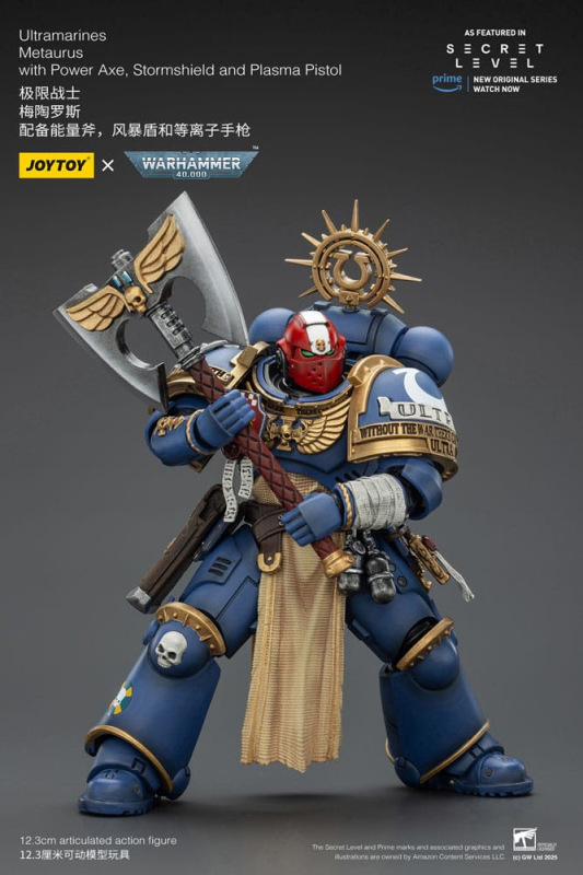 Warhammer 40,000 Action Figure Ultramarines Metaurus with Power Axe, Stormshield and Plasma Pistol 1 4