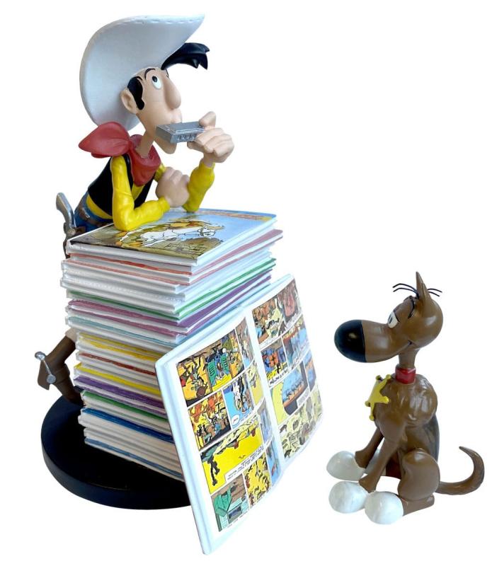 Lucky Luke: Lucky Luke and Rantanplan Stack of Comics Collector Figure