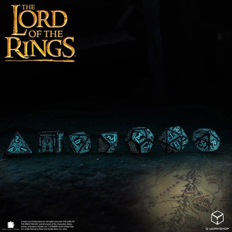 The Lord of the Rings Dice Set of 7 Moria (Glow in the Dark) 1