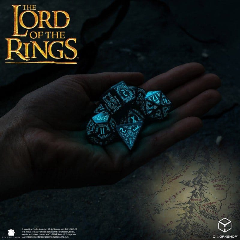 The Lord of the Rings Dice Set of 7 Moria (Glow in the Dark) 8