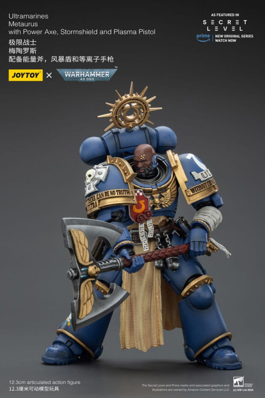 Warhammer 40,000 Action Figure Ultramarines Metaurus with Power Axe, Stormshield and Plasma Pistol 1 6
