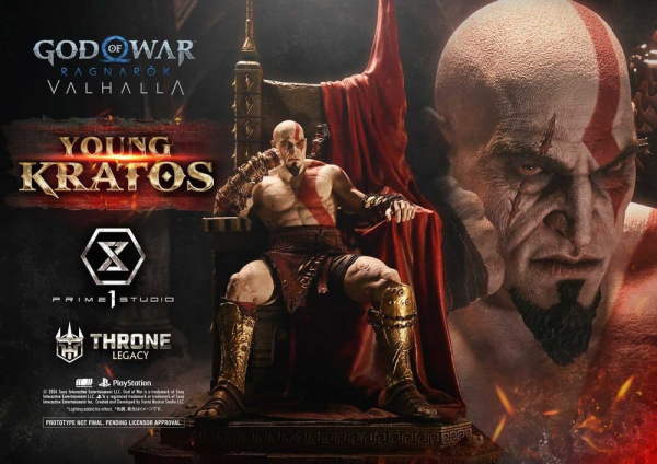 Throne Legacy God of War Series Statue 1/3 Ragnarok Young Thyself Kratos Bonus Version 91 cm 1