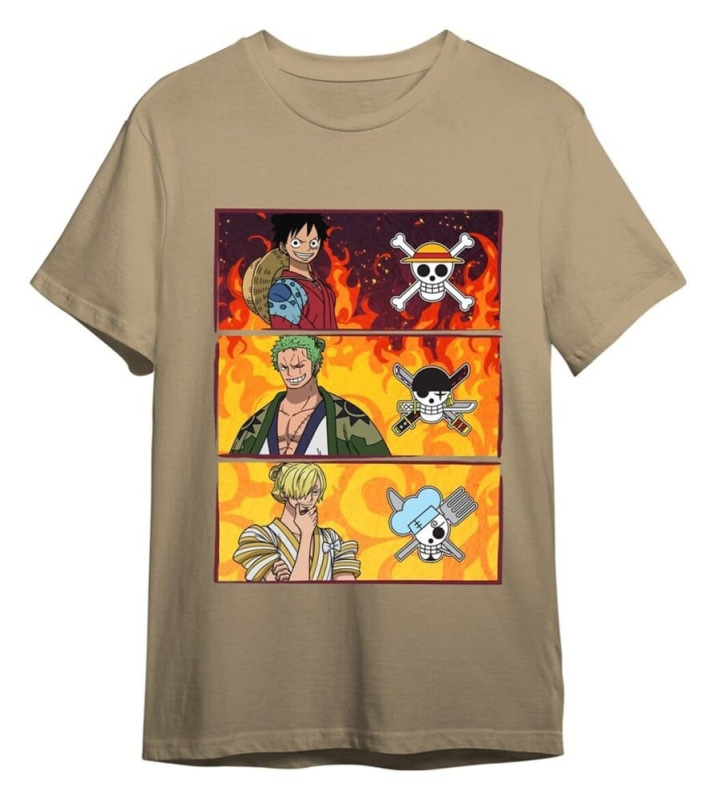 One Piece T-Shirt Monkey D. Luffy & Roronoa Zoro & Sanji Sand Size XL 1