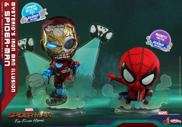 Spider-Man: Far From Home Cosbaby (S) Mini Figures Mysterio's Iron Man Illusion & Spider-Ma