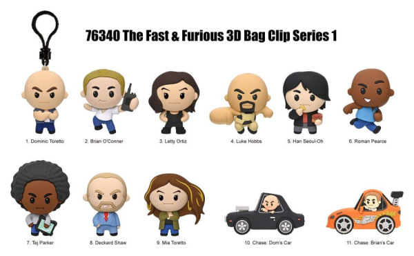 Fast & Furious 25th Anniversary 3D PVC Bag Clips Series 1 Blind Bag Display (24) 2